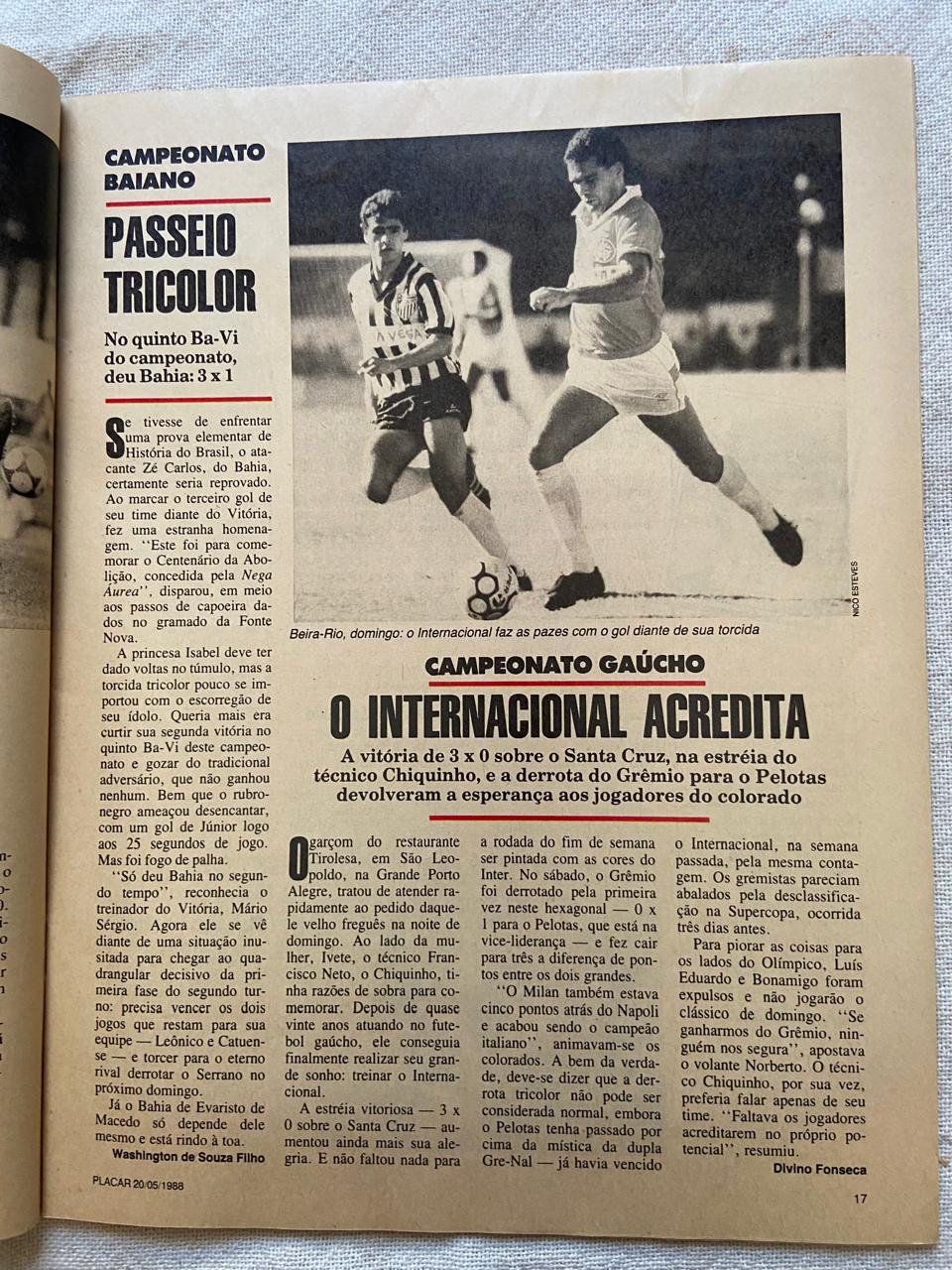 Revista Placar 20 Maio 1988 Número 937 (Usado)