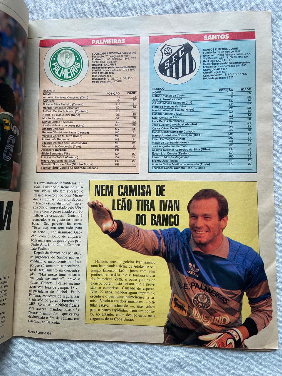 Revista Placar Mais Guia Da Copa União 9 Setembro 1988 N 953 (Usado)