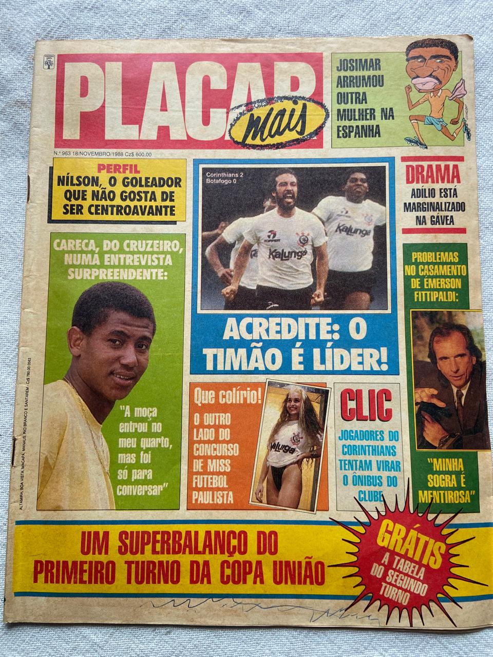 Revista Placar Mais  18 Novembro 1988 N 963 (Usado)