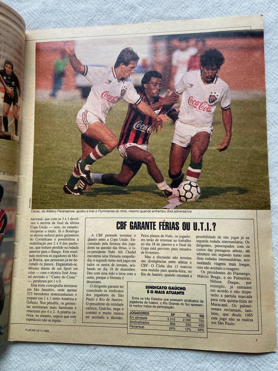 Revista Placar Mais  18 Novembro 1988 N 963 (Usado)