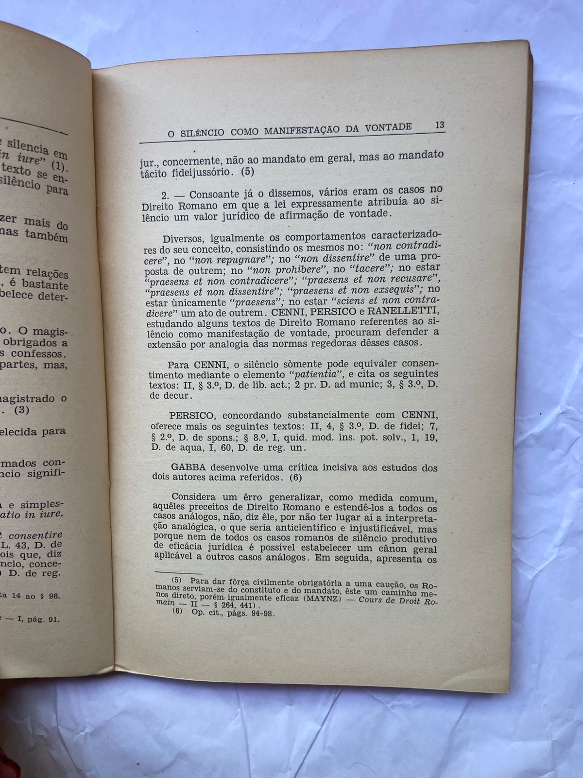 Livro O Silêncio Como Manifestação Da Vontade 3 Edição 1961 (Usado)