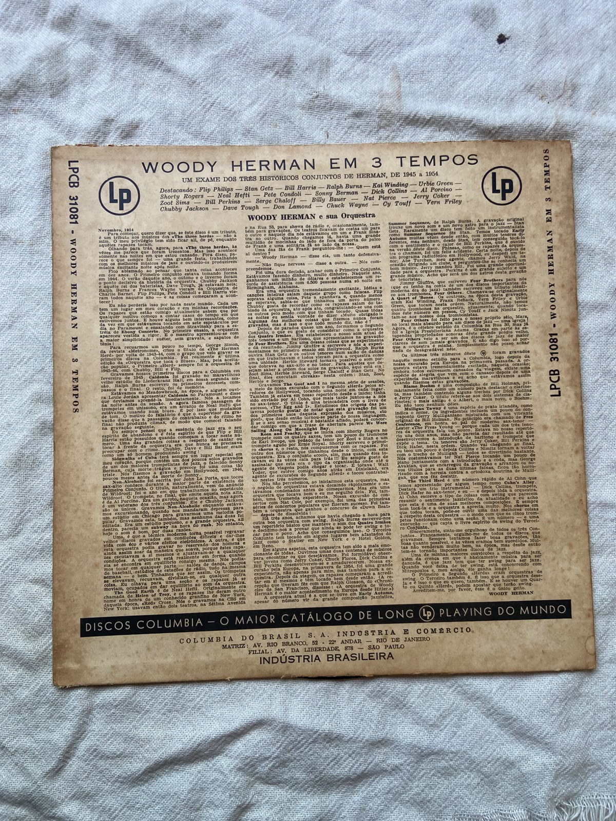 Lp Columbia Woody Herman E Sua Orquestra Em 3 Tempos (Usado)