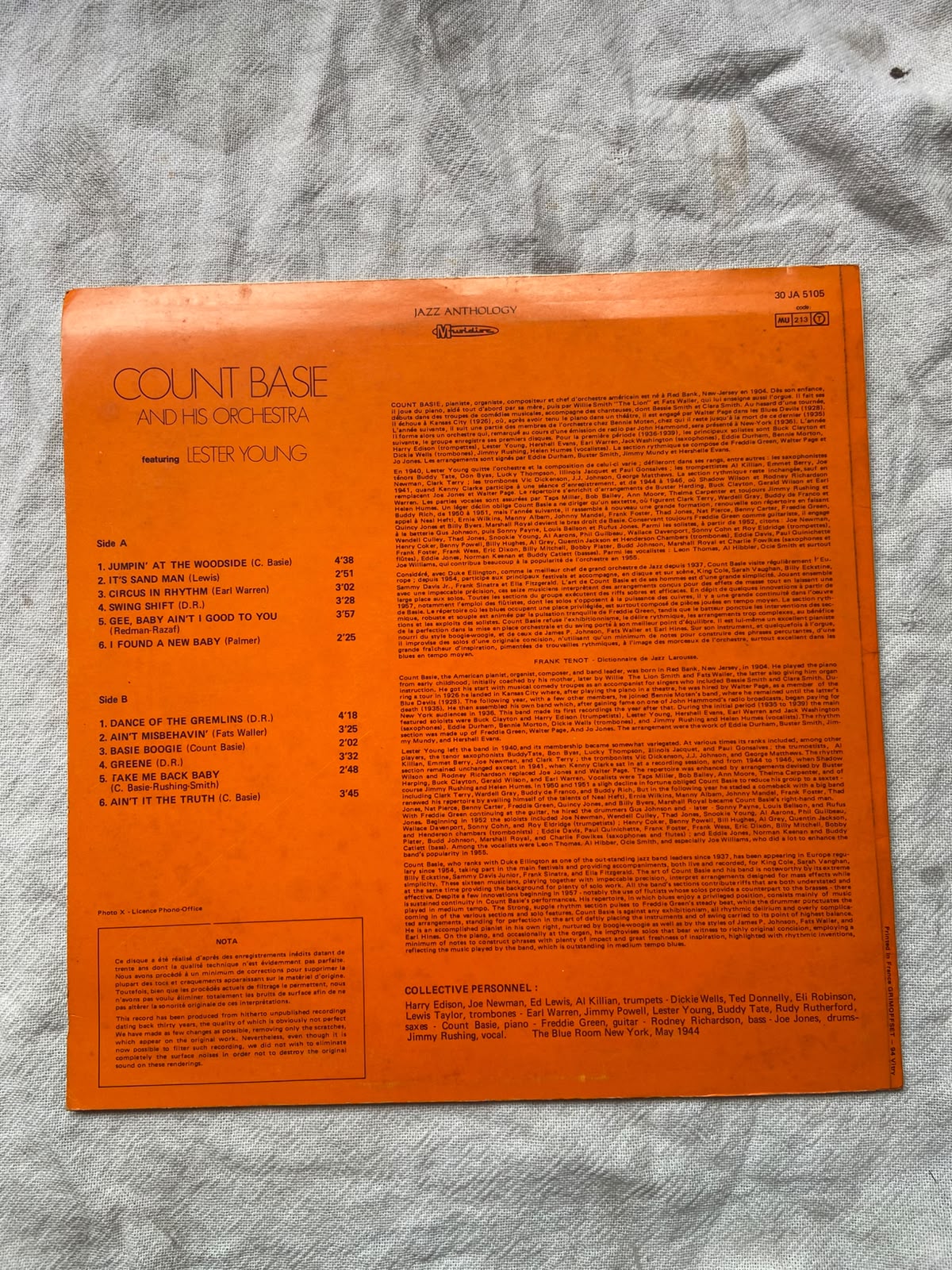 Lp Caunt Basie With Lester Young 1944 (Usado)