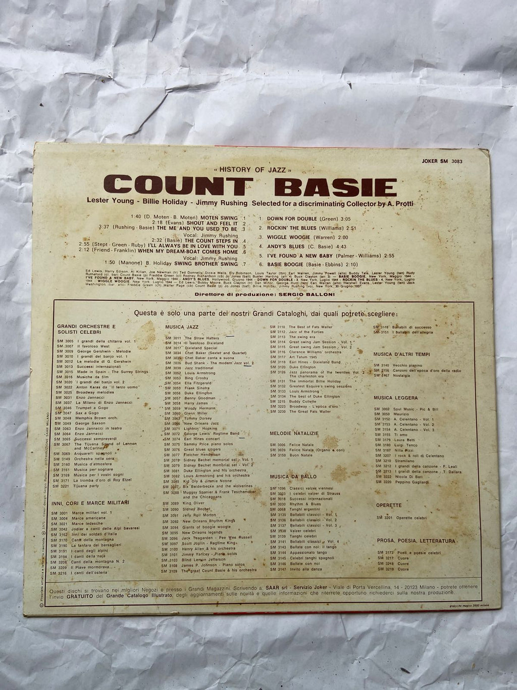 Lp Count Basie History Of Jazz 1971 Importado Itália (Usado)