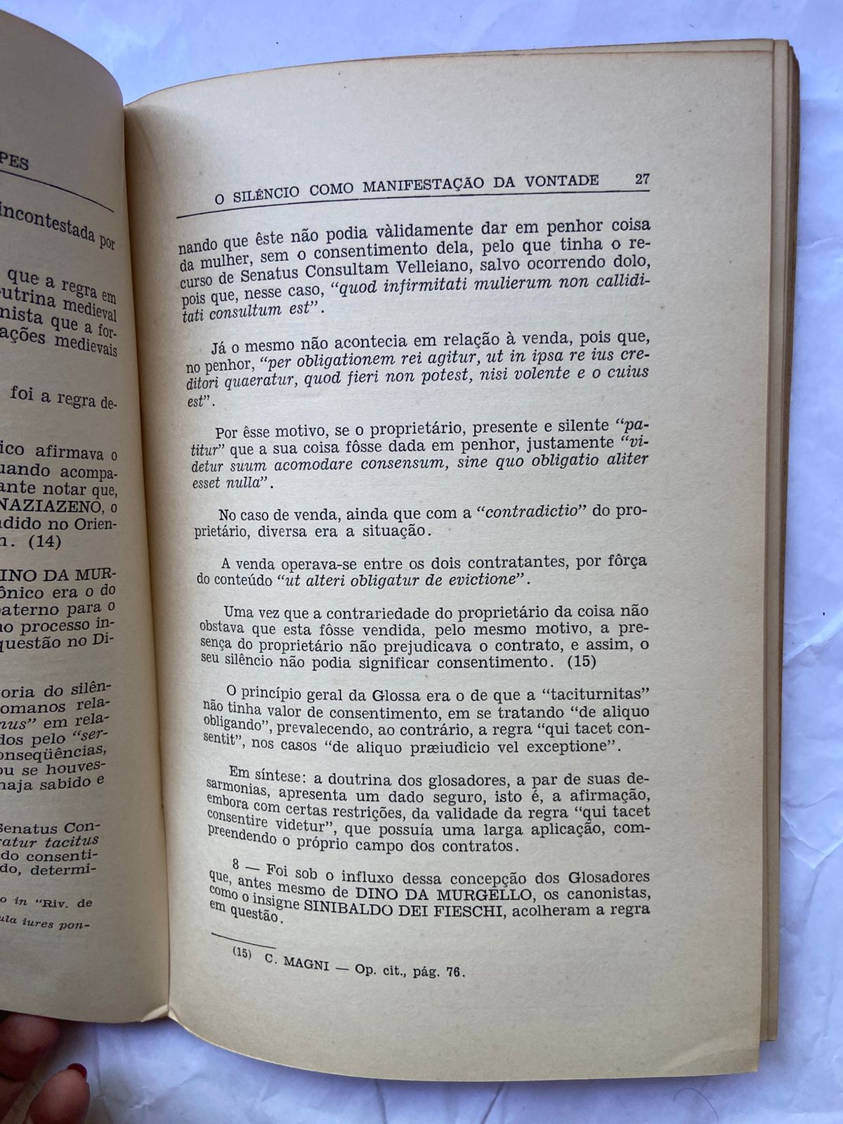 Livro O Silêncio Como Manifestação Da Vontade 3 Edição 1961 (Usado)