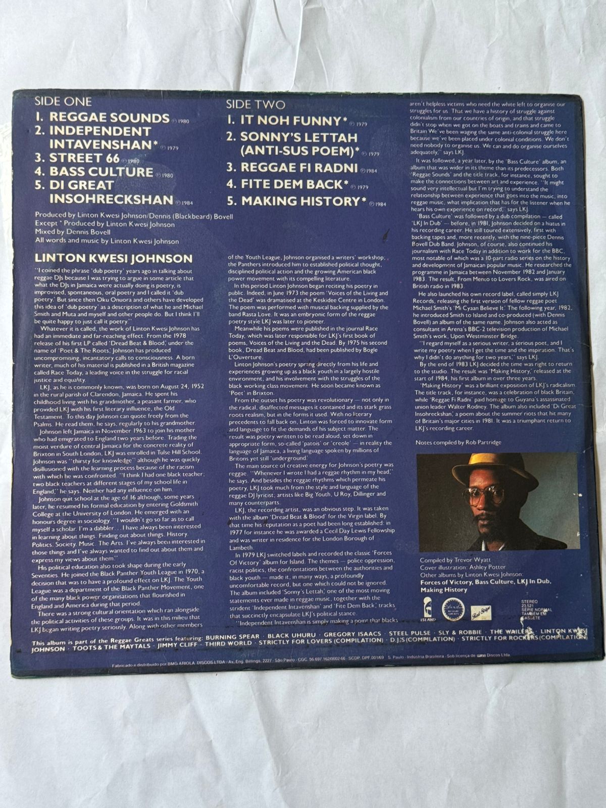 Lp Linton Kwesi Johnson Reggae Greats 1987 (Usado)