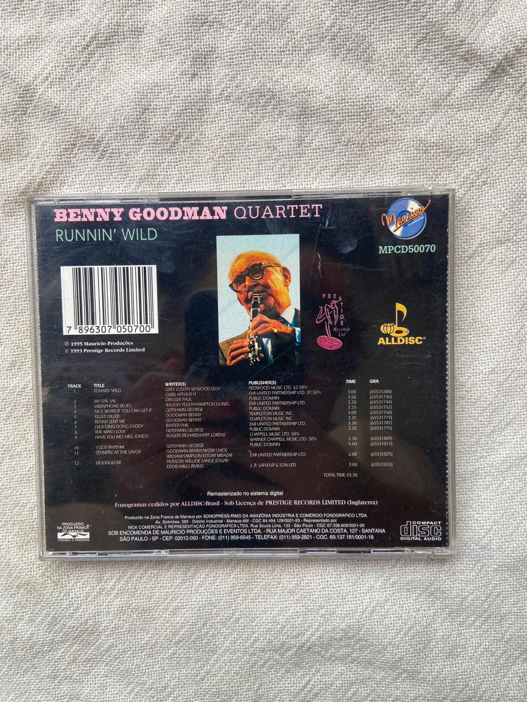 Cd Benny Goodman Quartet Runnin Wild 1995 (Usado)