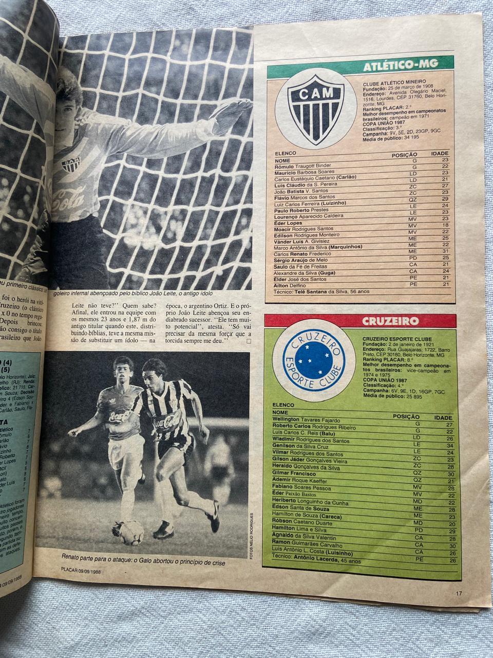 Revista Placar Mais Guia Da Copa União 9 Setembro 1988 N 953 (Usado)