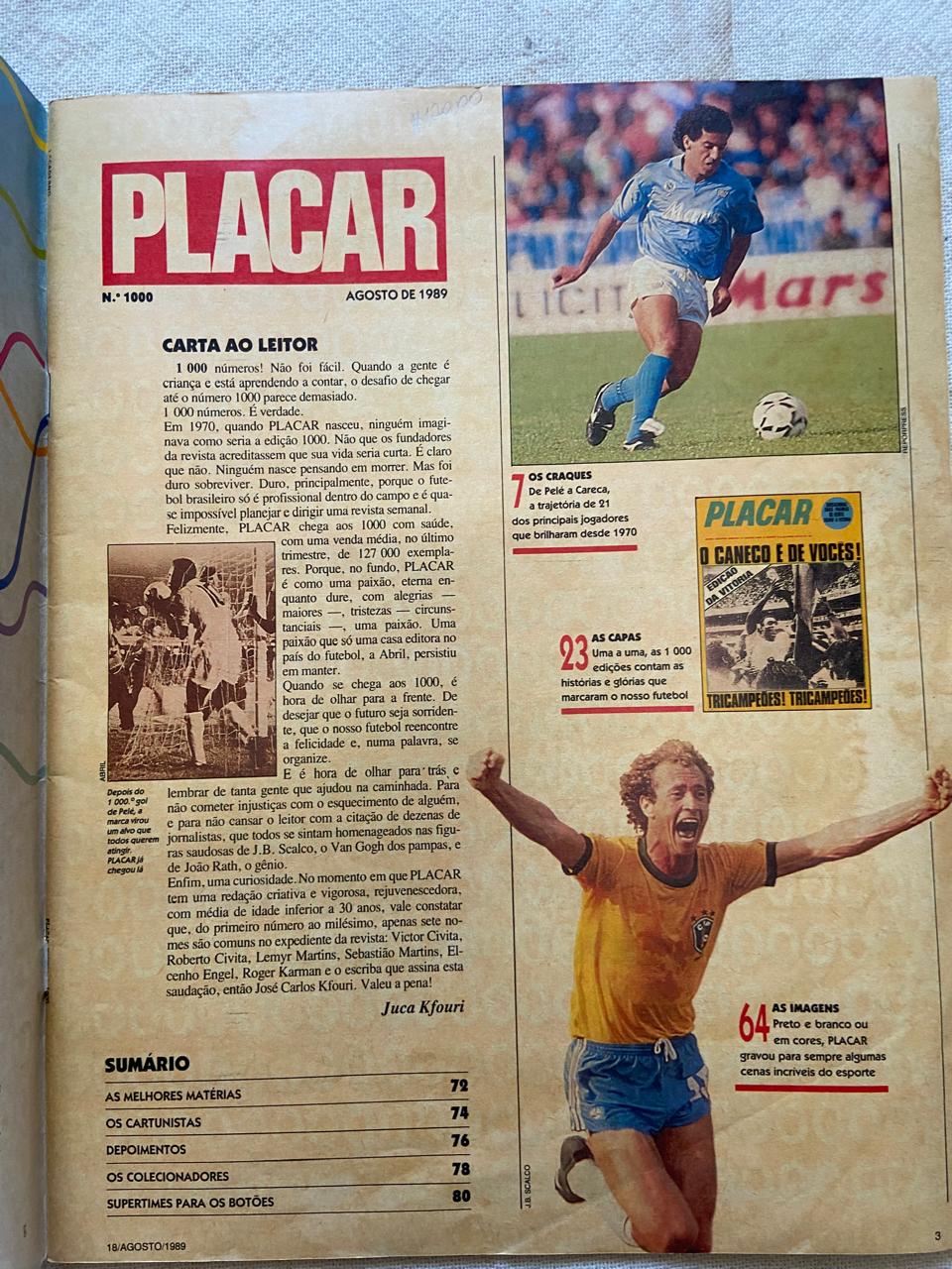 Revista Placar Edição Histórica Agosto De 1989 Número 1000 (Usado)