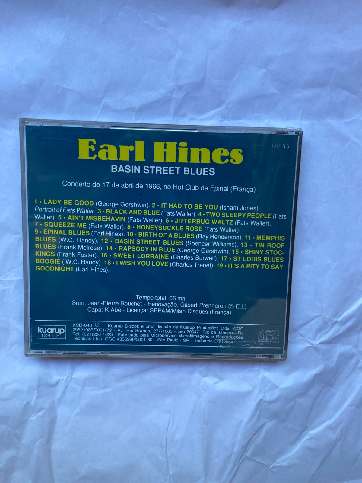 Cd Earl Hines Basin Street Blues 1977 (Usado)