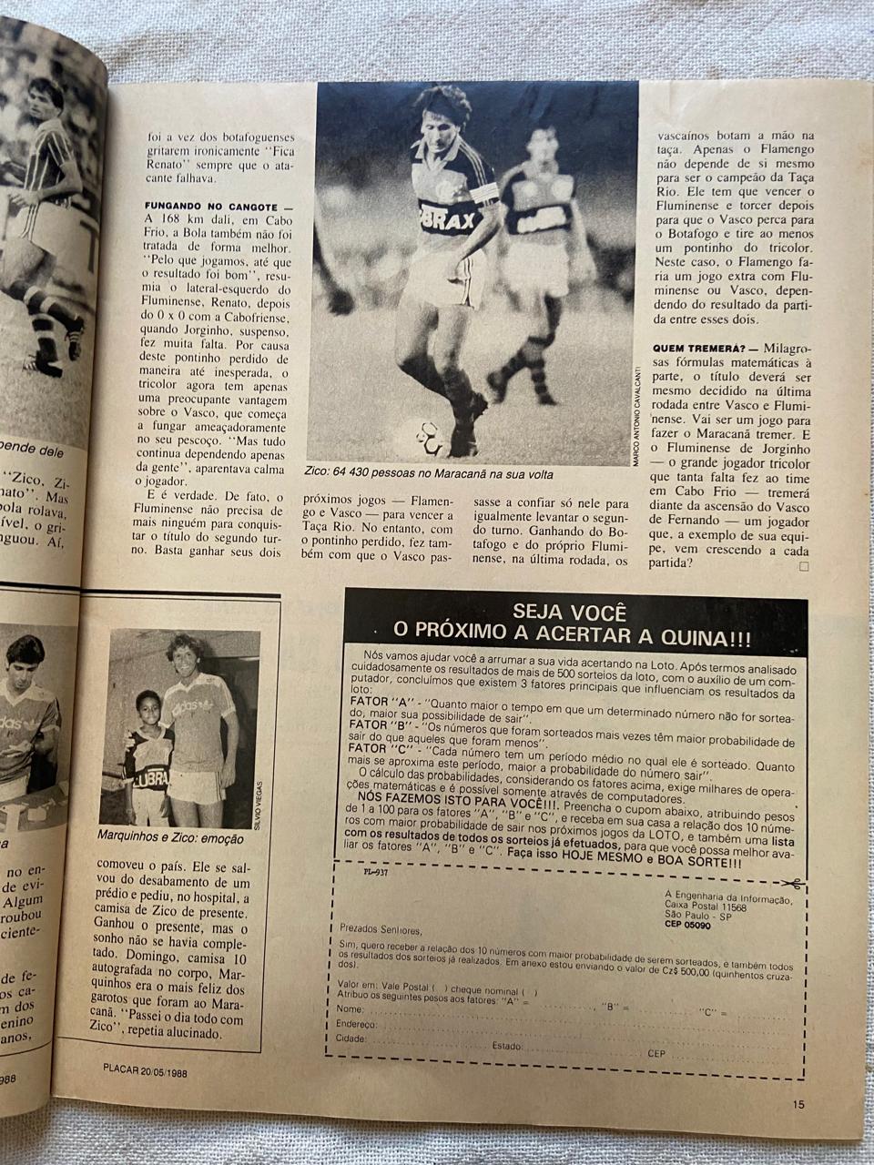 Revista Placar 20 Maio 1988 Número 937 (Usado)