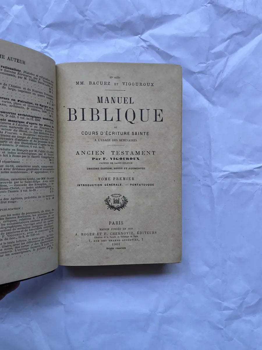 Livro Manuel Biblique Ancien Testament 1901 (Usado)