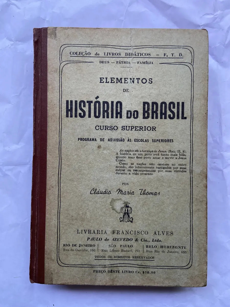 Livro Elementos De História Do Brasil Curso Superior (Usado)