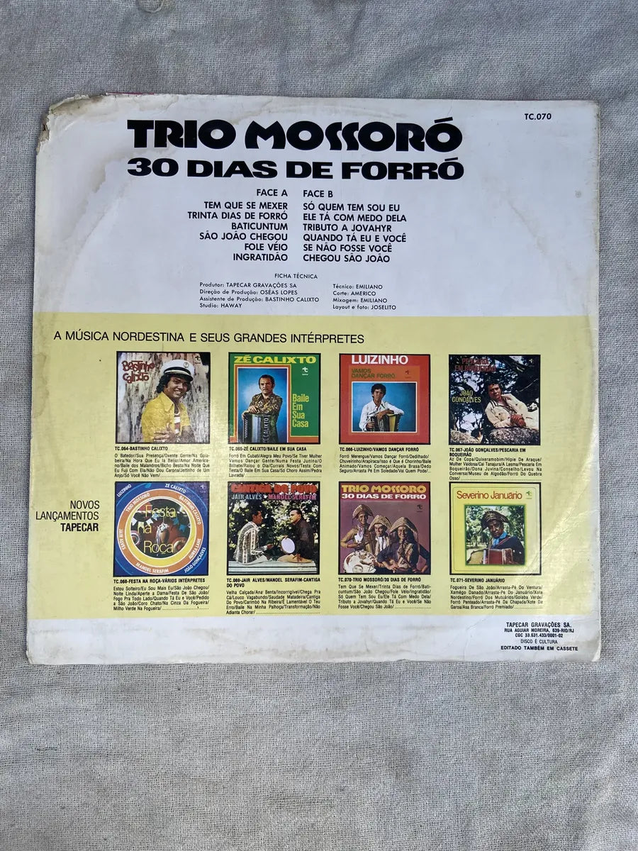 Lp Trio Mossoró Trinta Dias De Forro (Usado)