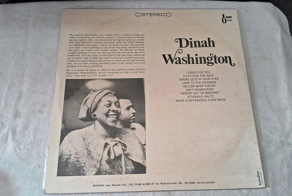 Lp Dinah Washington 1984 I Cried For You Selo Imagem (Usado)