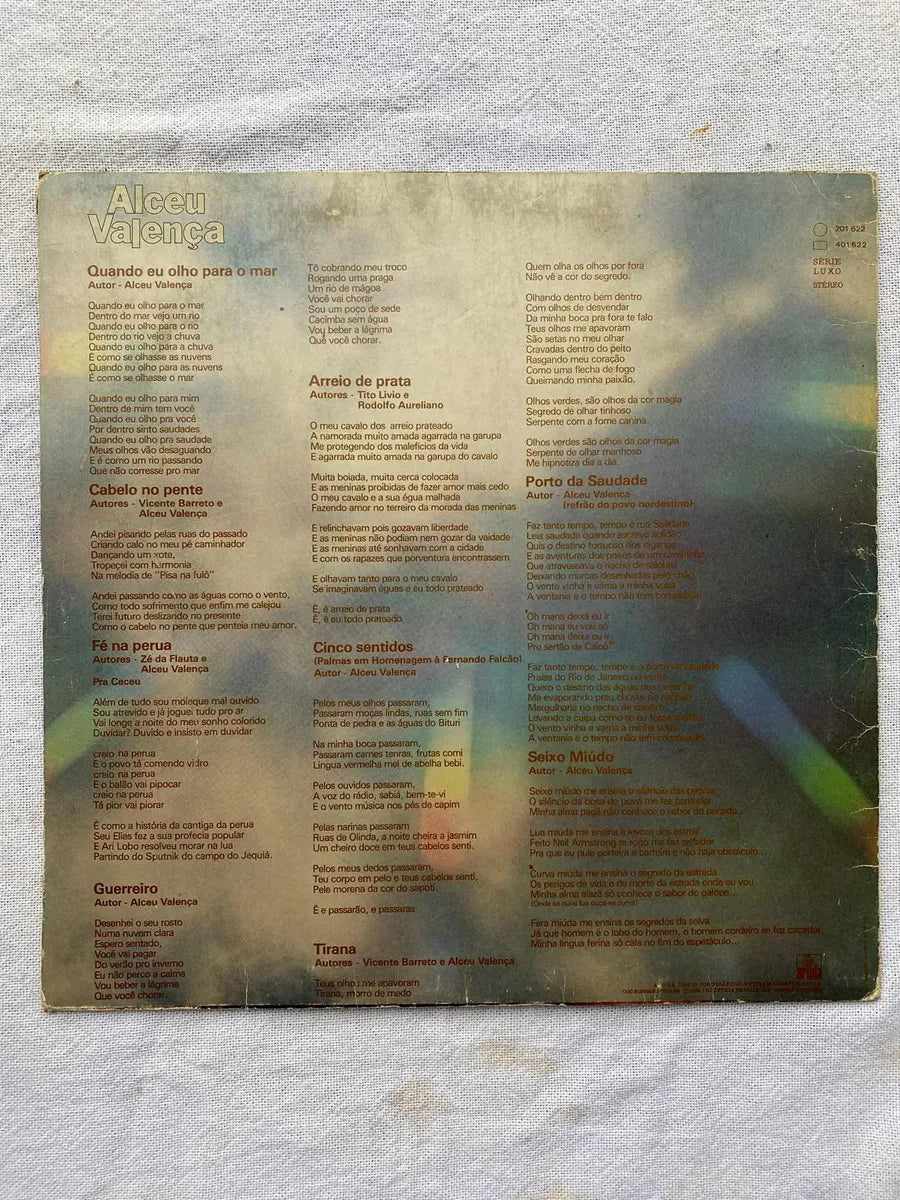 Lp Alceu Valença Cinco Sentidos 1981 Selo Ariola (Usado)