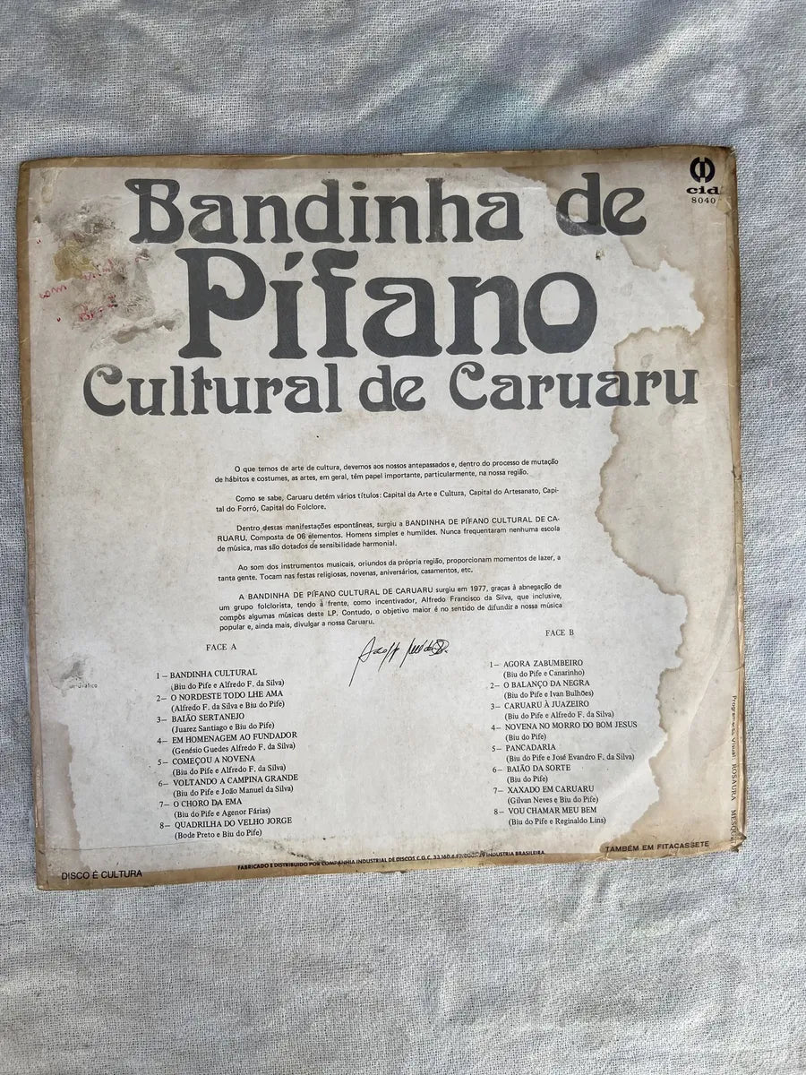 Lp Bandinha De Pífano Cultural De Caruaru 1981 (Usado)