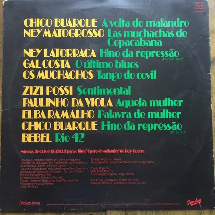 Lp Chico Buarque Apresenta Malandro 1985 (Usado)