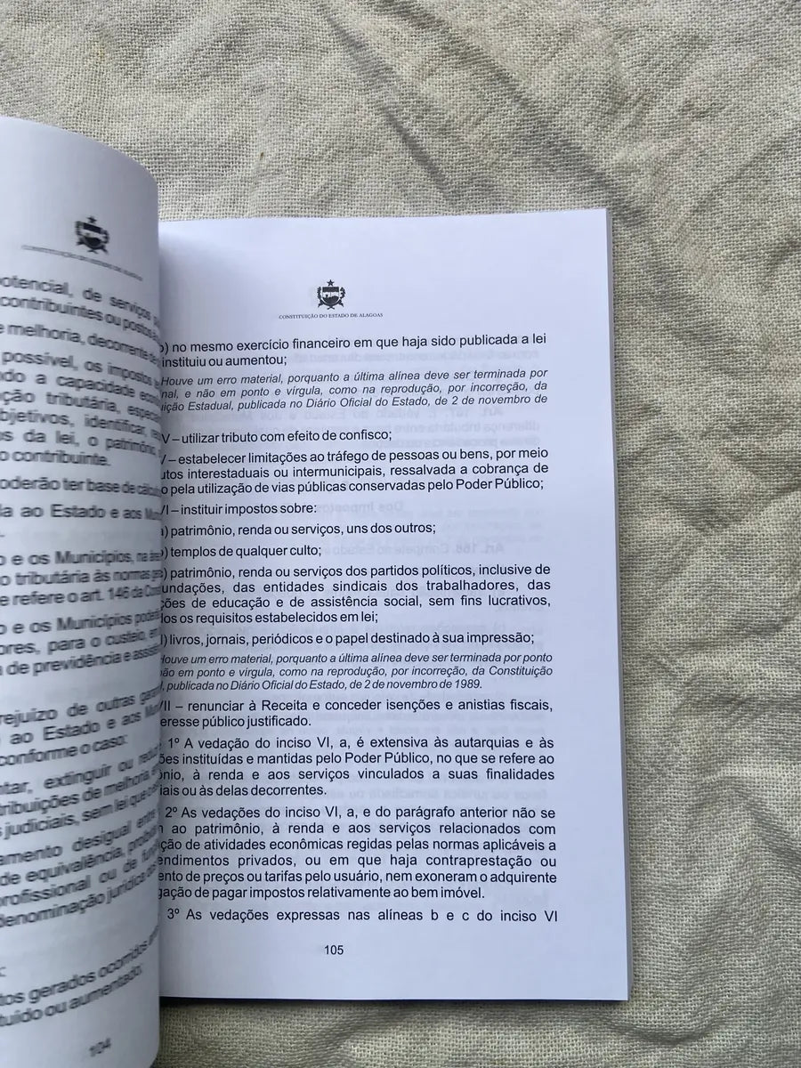 Livro Constituição Do Estado De Alagoas 4 Edição 2024 (Usado)