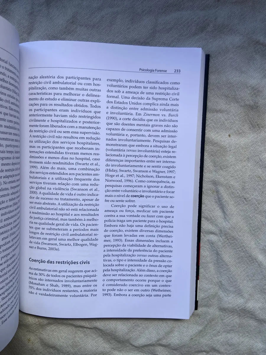 Livro Psicologia Forense Pesquisa Prática Matthew Huss 2011 (Usado)
