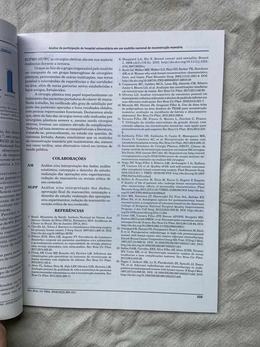 Revista Brasileira De Cirurgia Plástica Volume 33 Número 3 julho setembro 2018 (Usado)