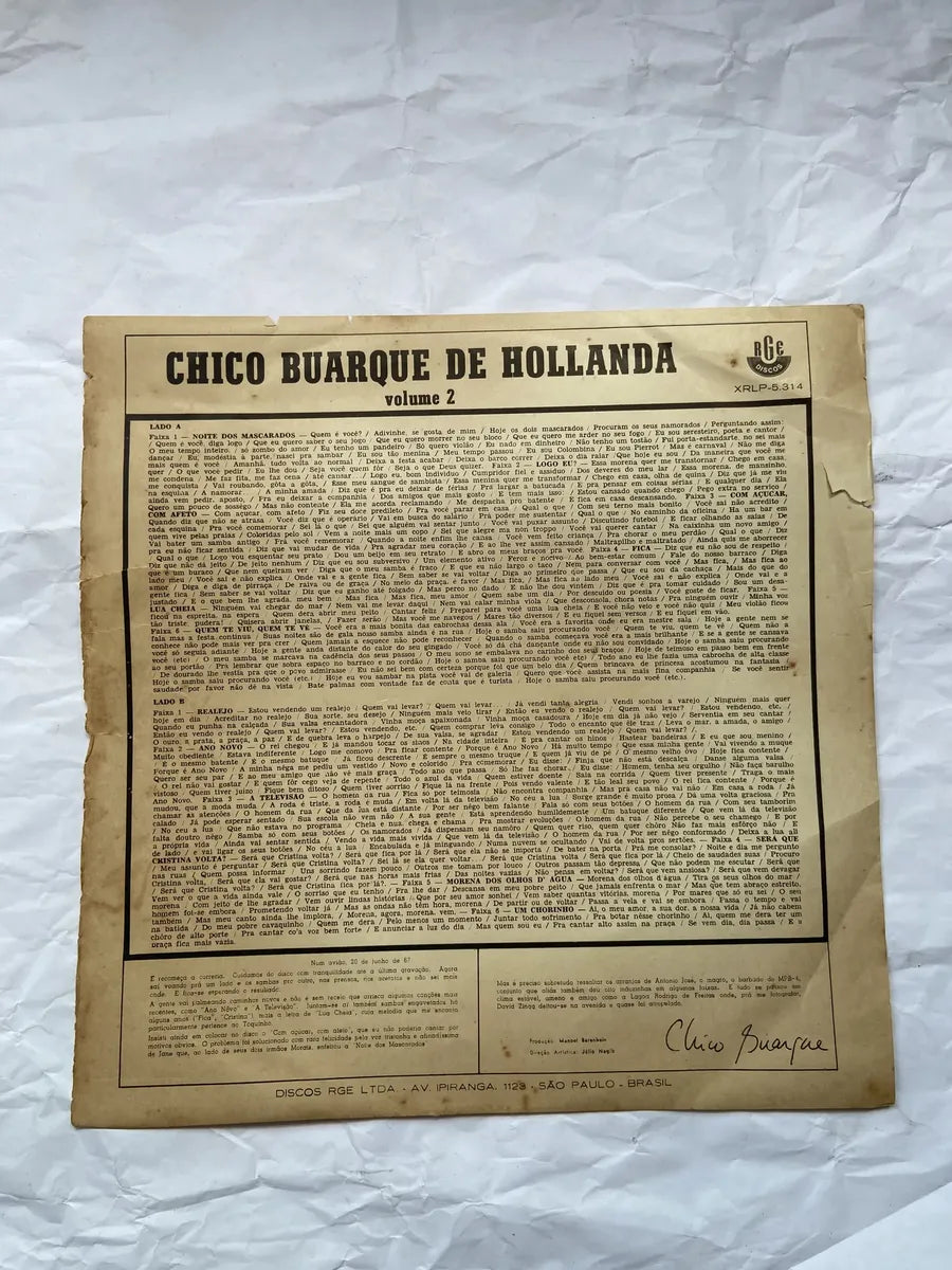 Lp Chico Buarque De Holanda Volume 02 (Usado)