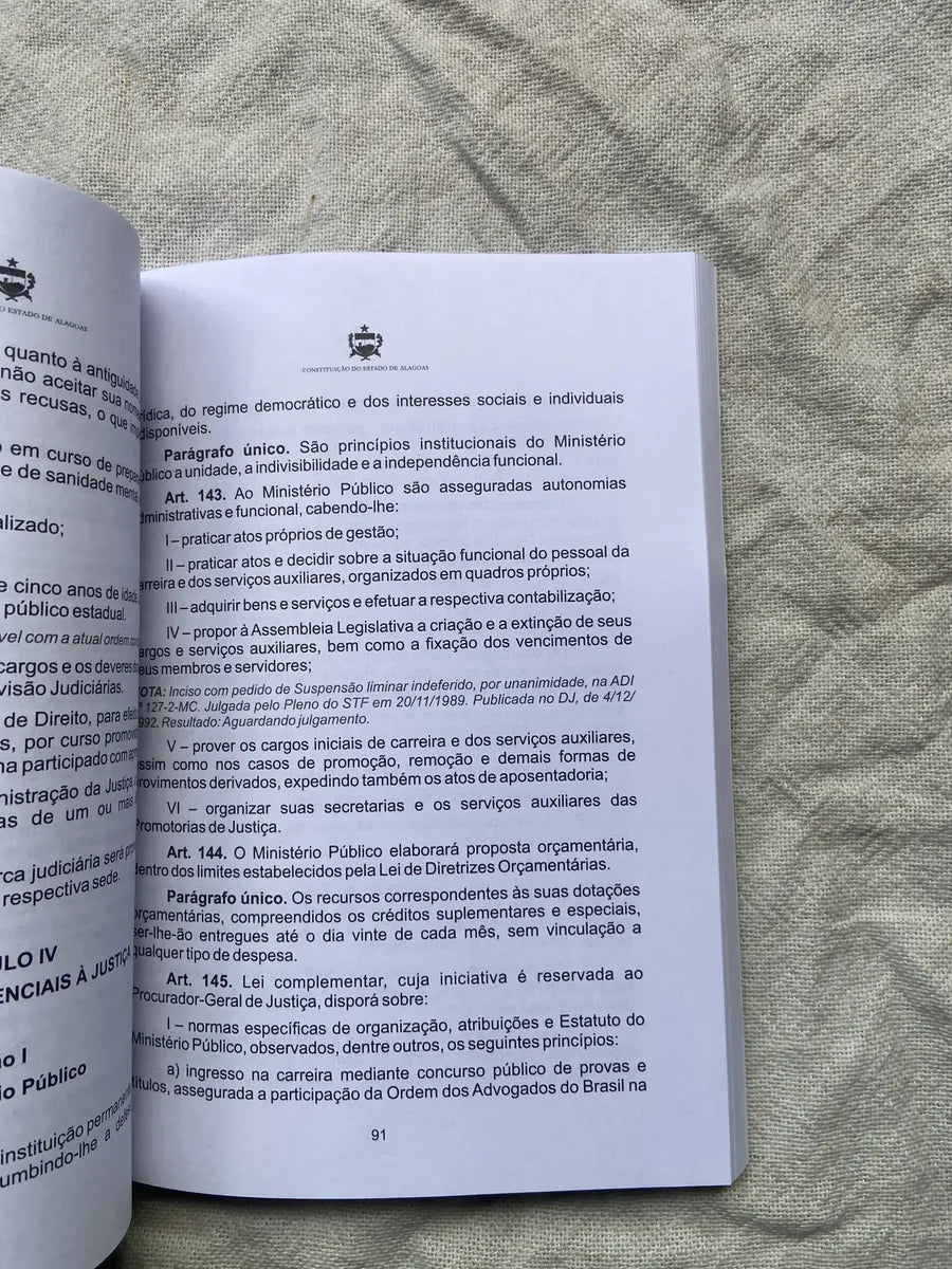 Livro Constituição Do Estado De Alagoas 4 Edição 2024 (Usado)