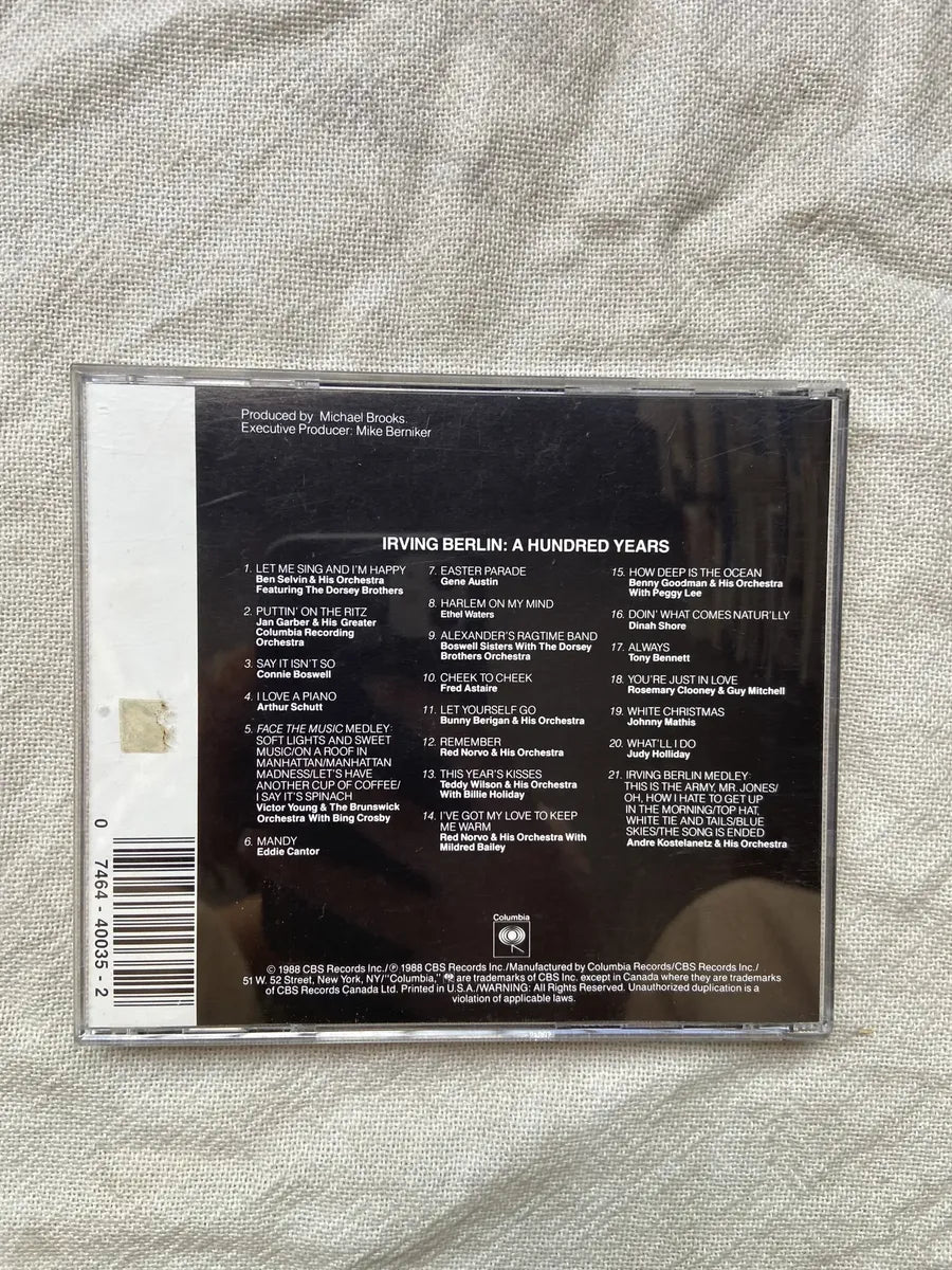 Cd Irving Berlin All Star Performances Of 21 Classic Songs (Usado)