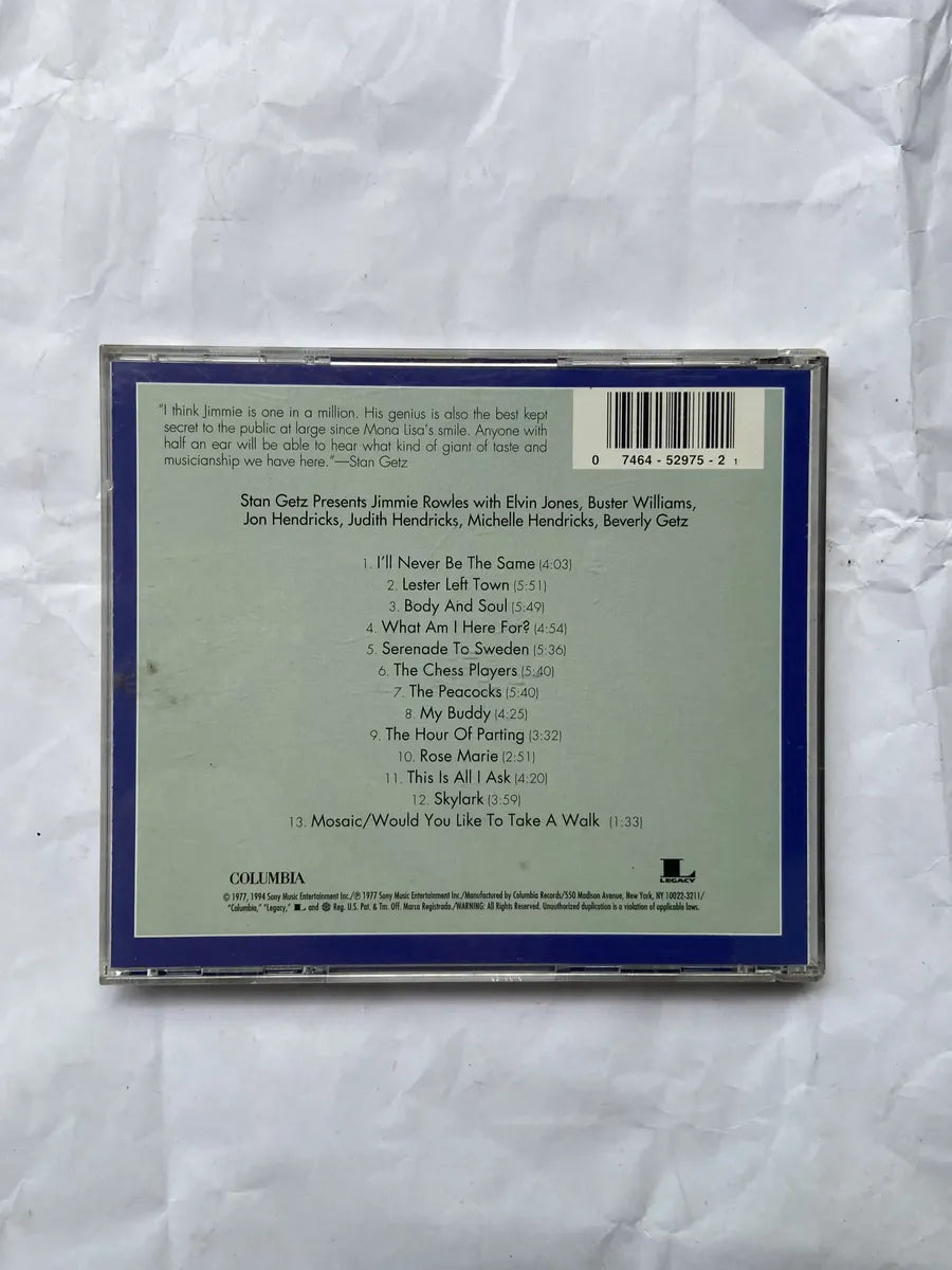 Cd Stan Getz Presents Jimmie Rowles The Peacocks 1997 (Usado)