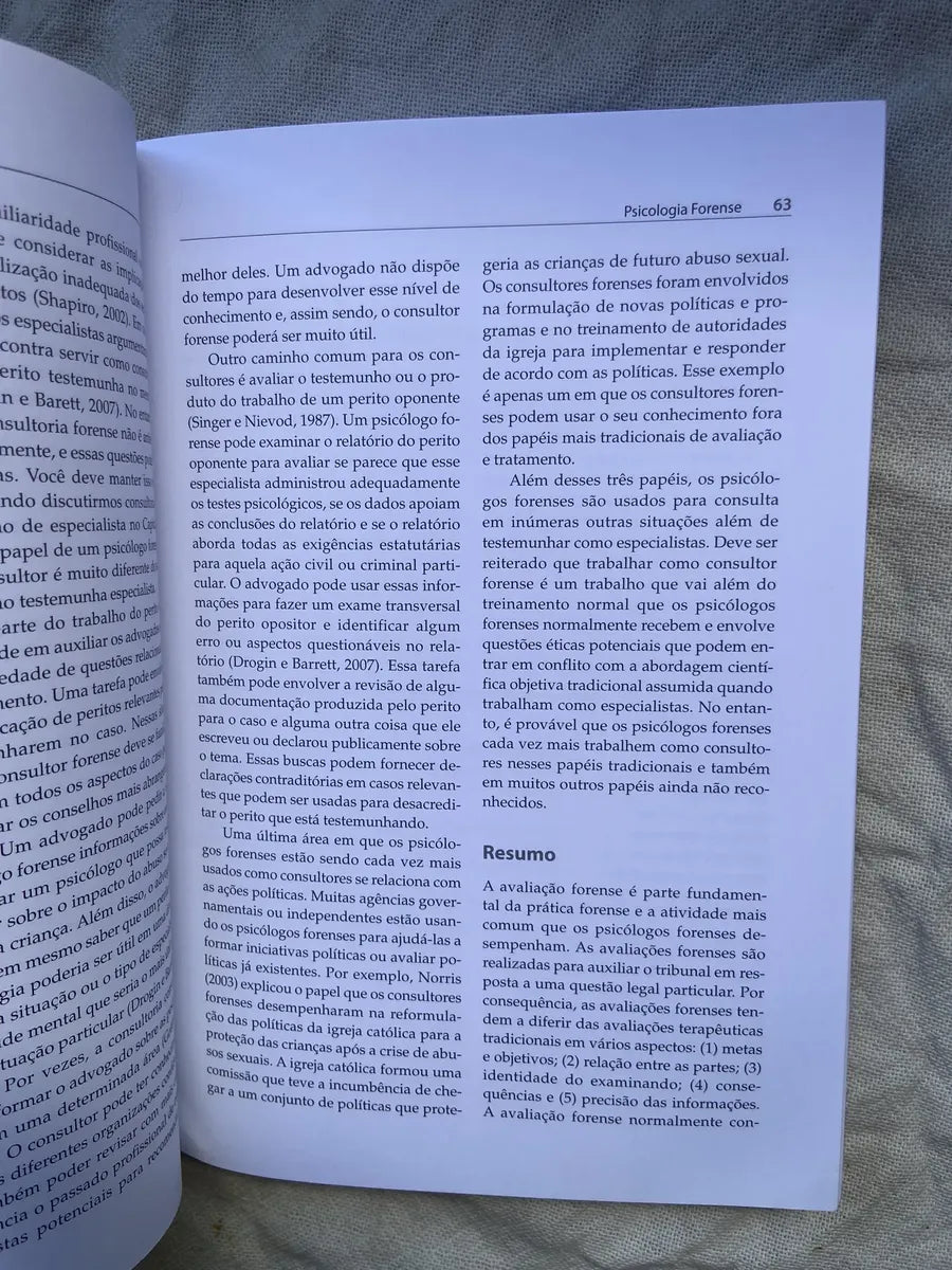 Livro Psicologia Forense Pesquisa Prática Matthew Huss 2011 (Usado)