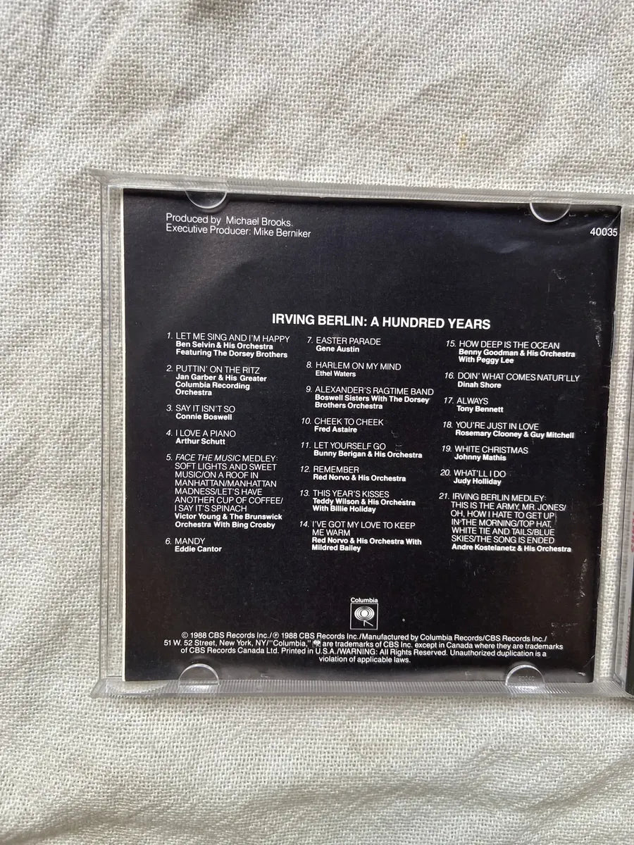 Cd Irving Berlin All Star Performances Of 21 Classic Songs (Usado)