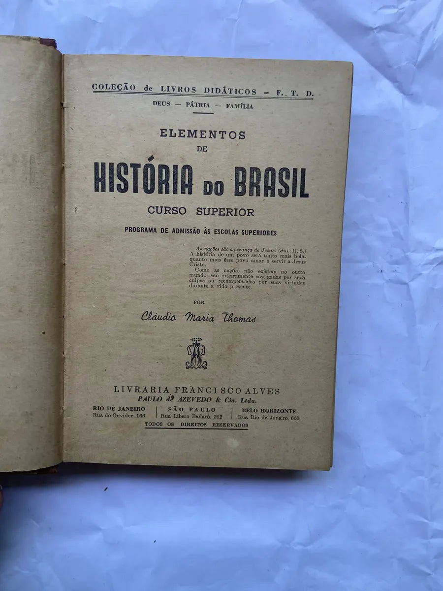 Livro Elementos De História Do Brasil Curso Superior (Usado)