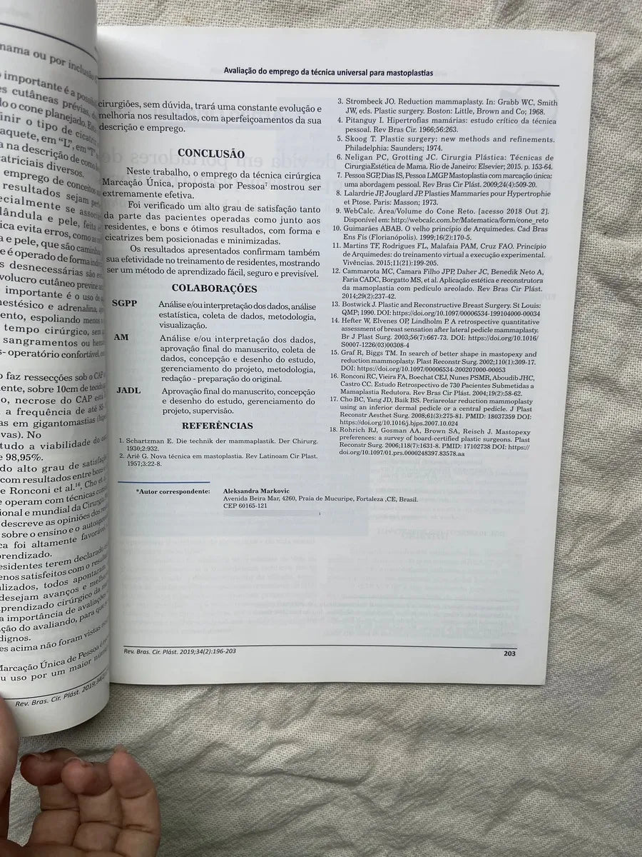 Revista Brasileira De Cirurgia Plástica Volume 34 Número 2 abril junho 2019 (Usado)