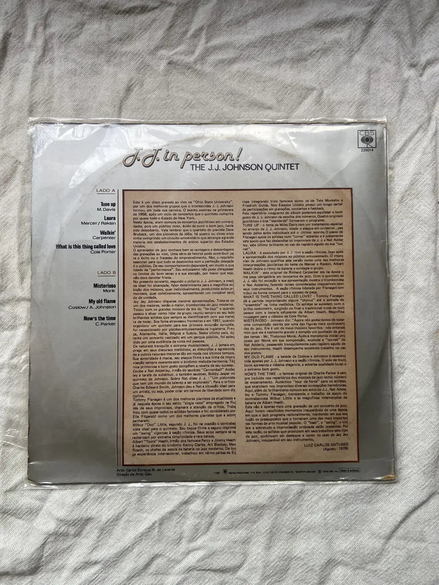 Lp Jj In Person The Jj Johnson Quintet 1978 (Usado)