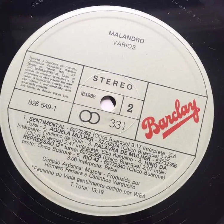 Lp Chico Buarque Apresenta Malandro 1985 (Usado)