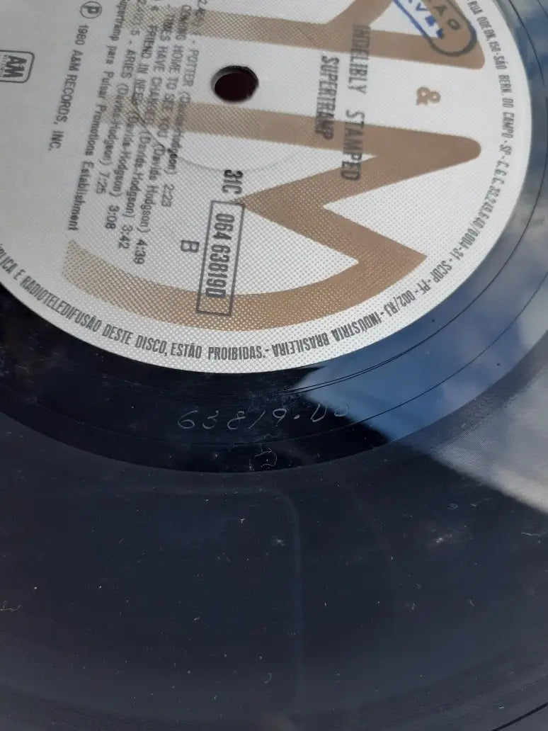 Lp Supertramp Indelibly Stamped 1980 Selo E Gravadora A E M (Usado)