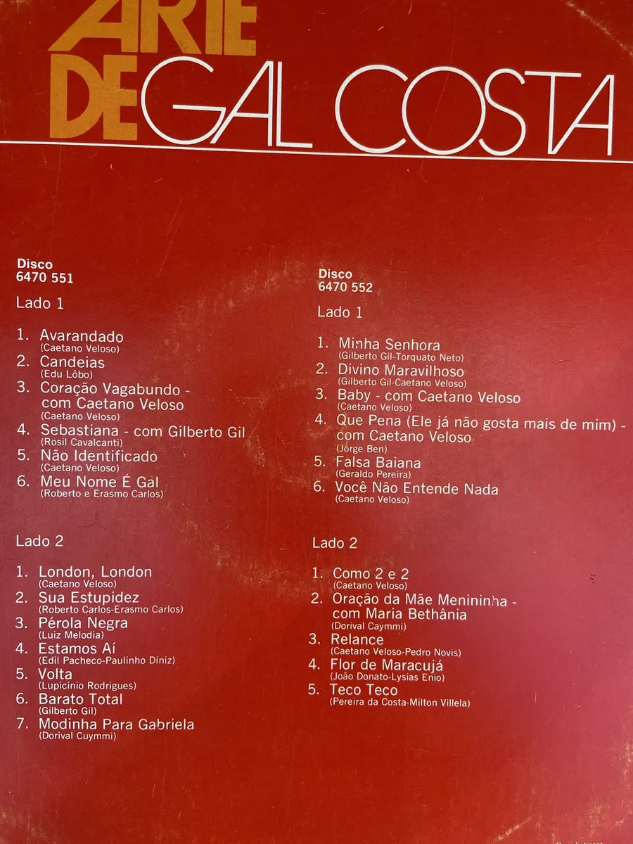 Lp Gal Costa A Arte De Gal Costa 2 Lps 1975 (Usado)