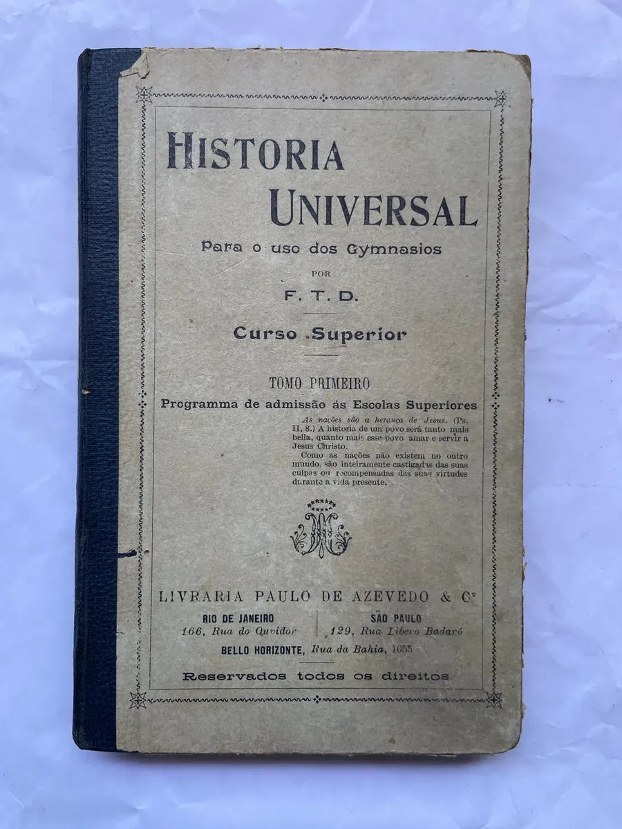 Livro História Universal Para O Uso Dos Gymnasios Tomo 01 (Usado)