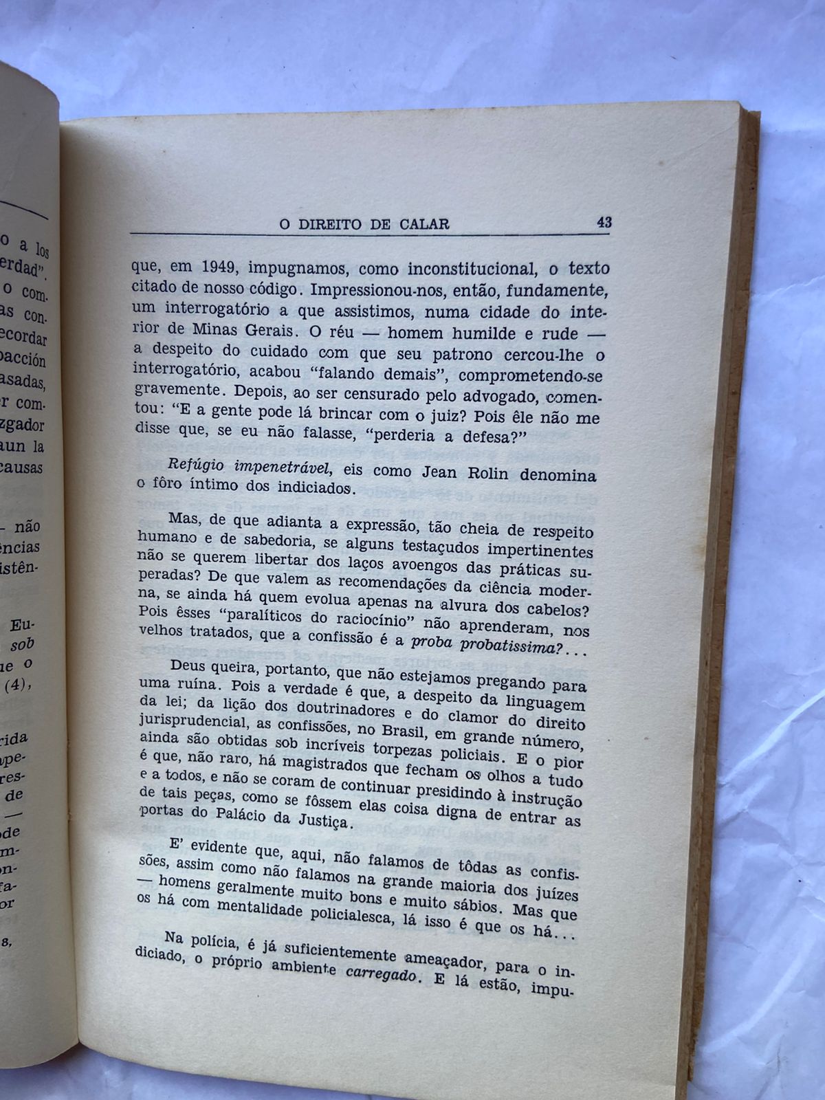 Livro O Direito De Calar 1960 (Usado)