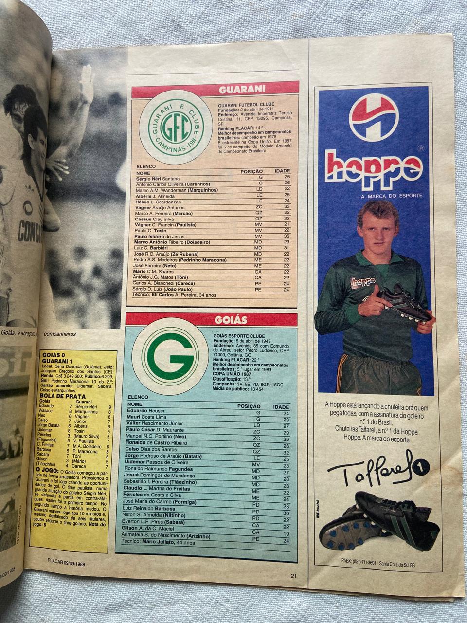 Revista Placar Mais Guia Da Copa União 9 Setembro 1988 N 953 (Usado)