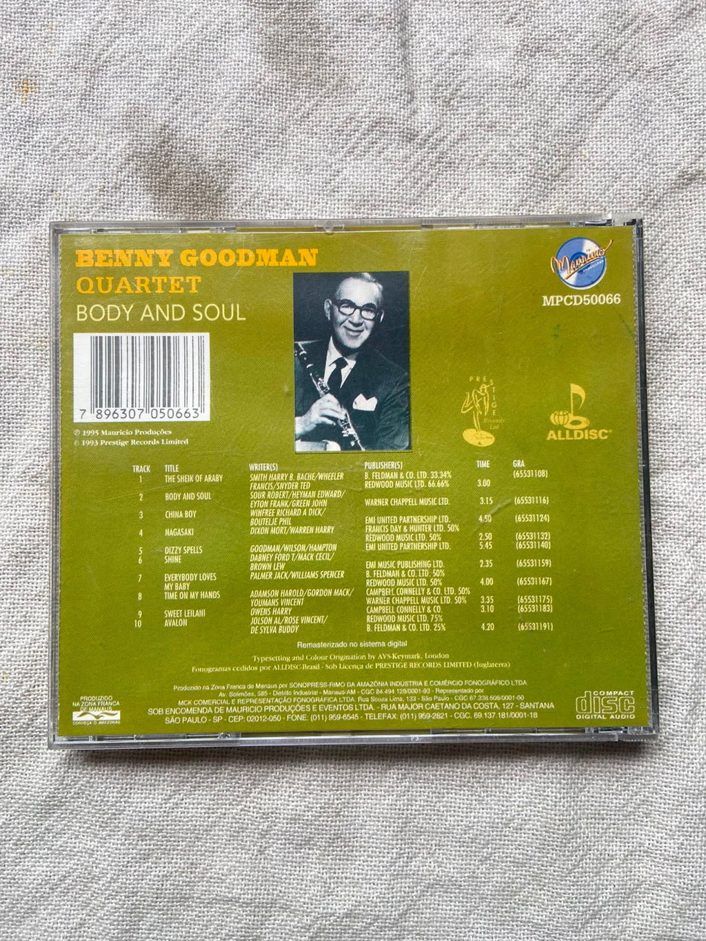Cd Benny Goodman Quartet Body And Soul 1995 (Usado)