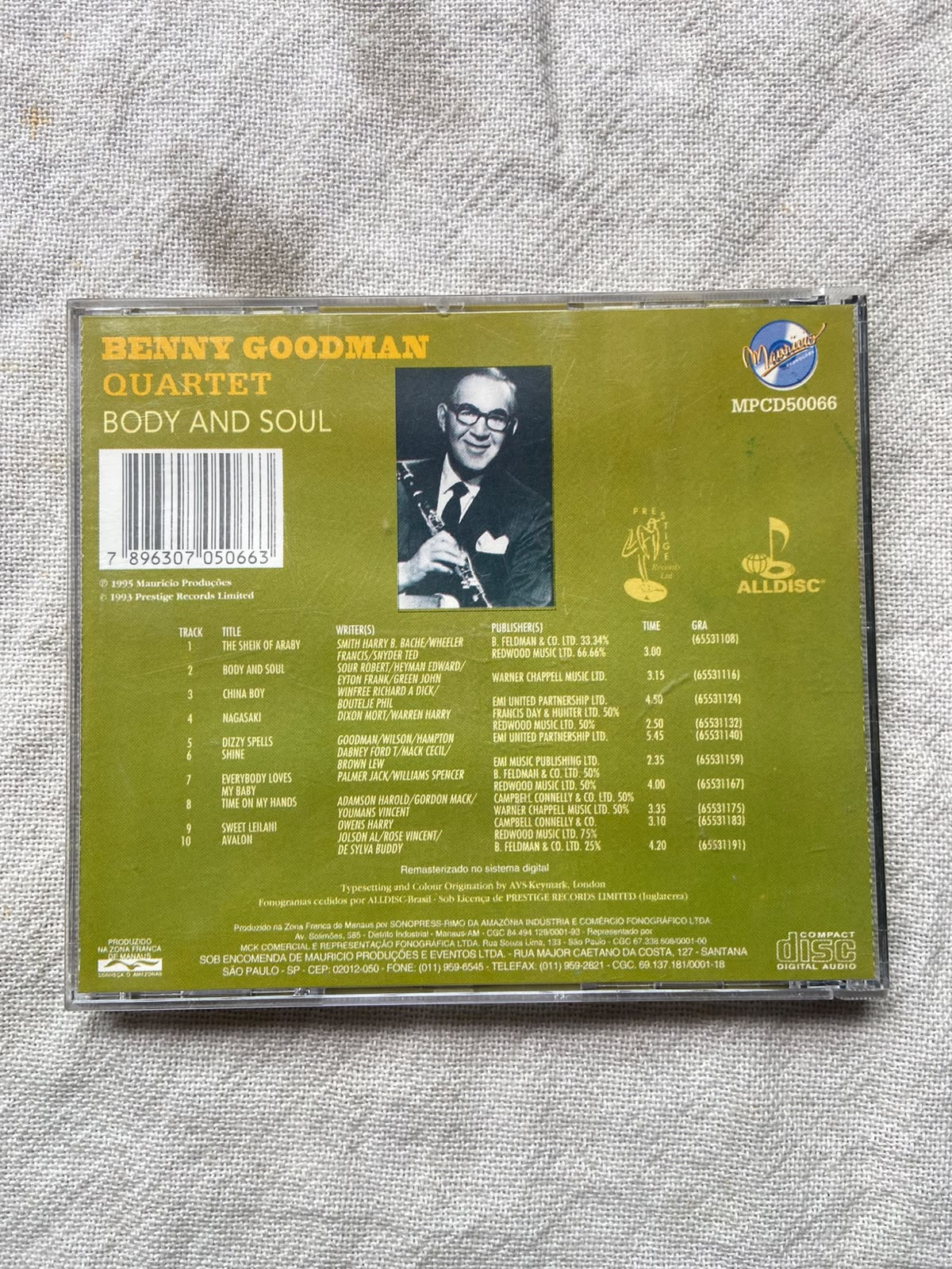 Cd Benny Goodman Quartet Body And Soul 1995 (Usado)