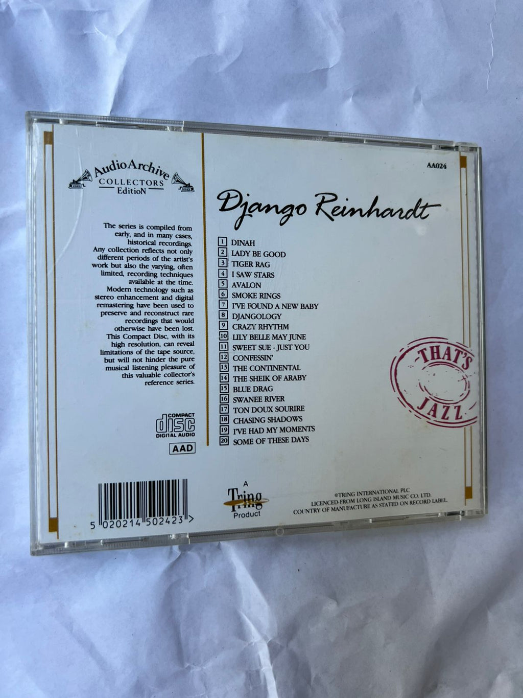 Cd Django Reinhard 20 Reflective Recordings Collection (Usado)