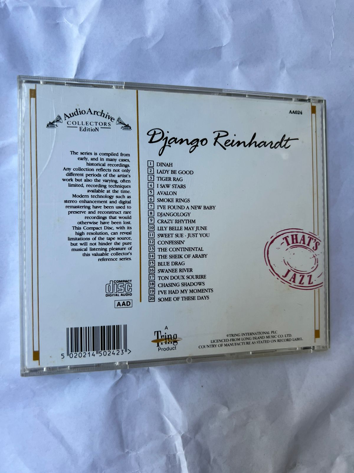 Cd Django Reinhard 20 Reflective Recordings Collection (Usado)
