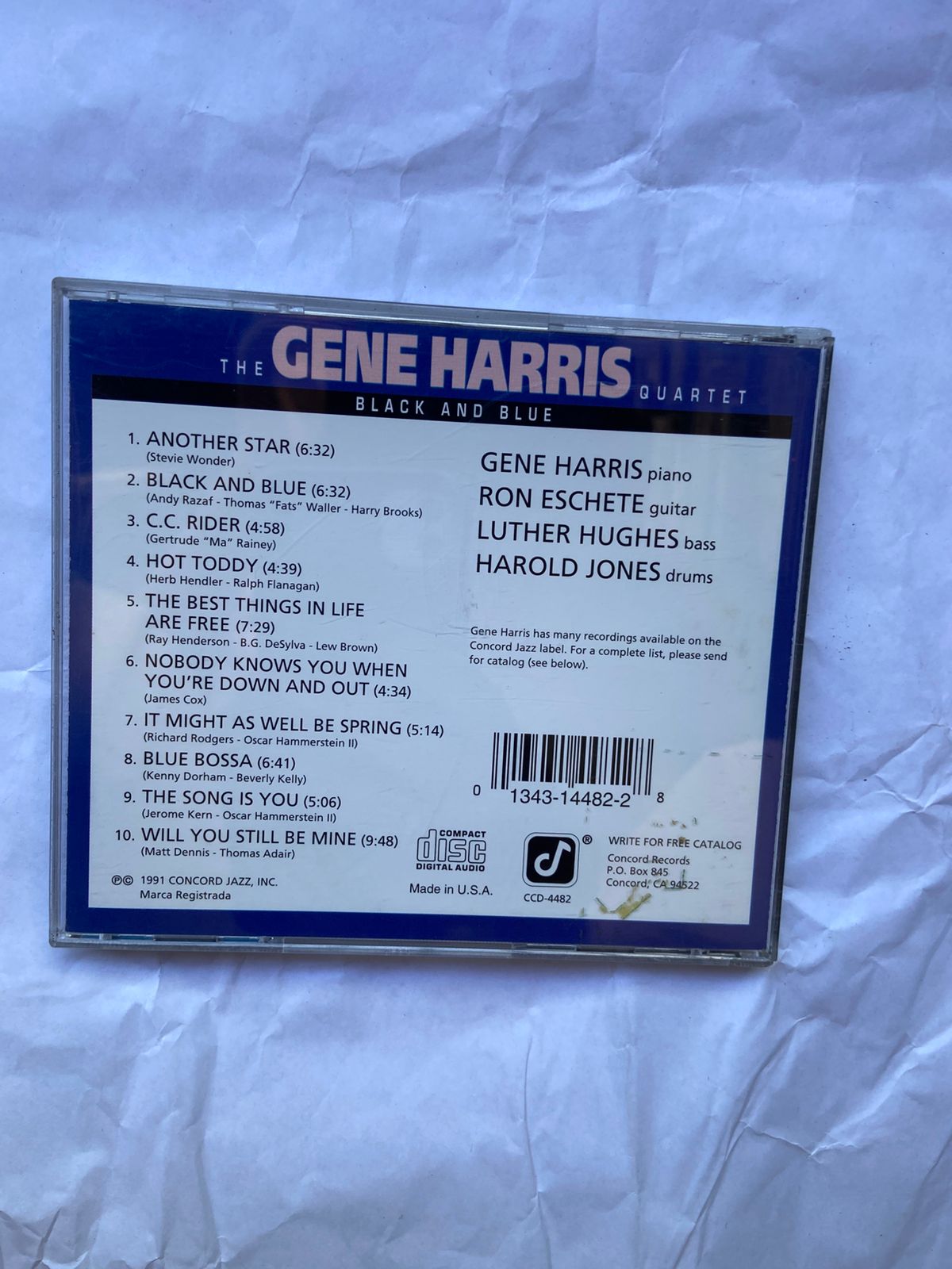 Cd The Gene Harris Quartet Black And Blue 1991 (Usado)