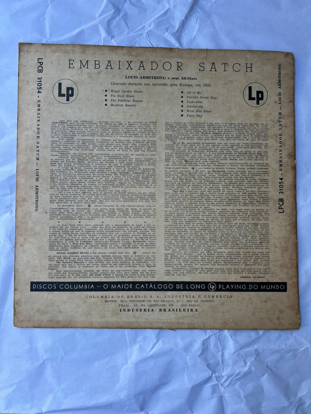Lp Louis Armstrong E Seus All Stars Embaixador Satch 1956 (Usado)